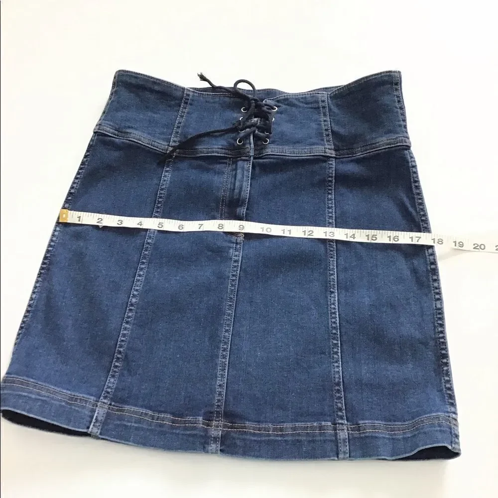 Free People Denim Min Skirt Blue Modern Femme Jean Denim Mini Skirt